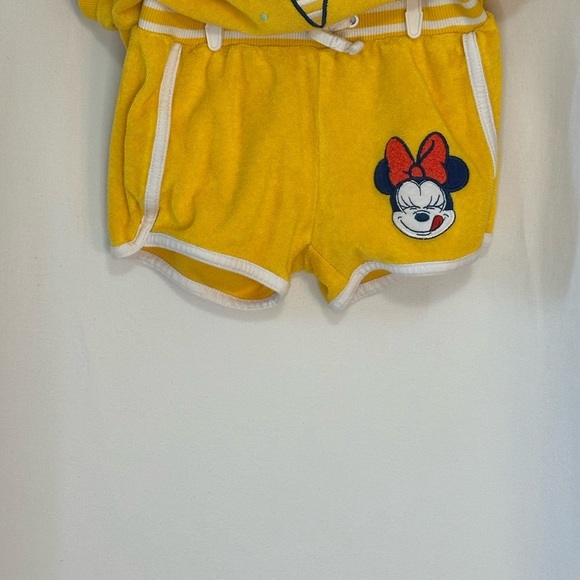 Disney Baby Minnie Mouse Summer Yellow French Terry Shorts Shirt size 12-18month - Picture 2 of 8